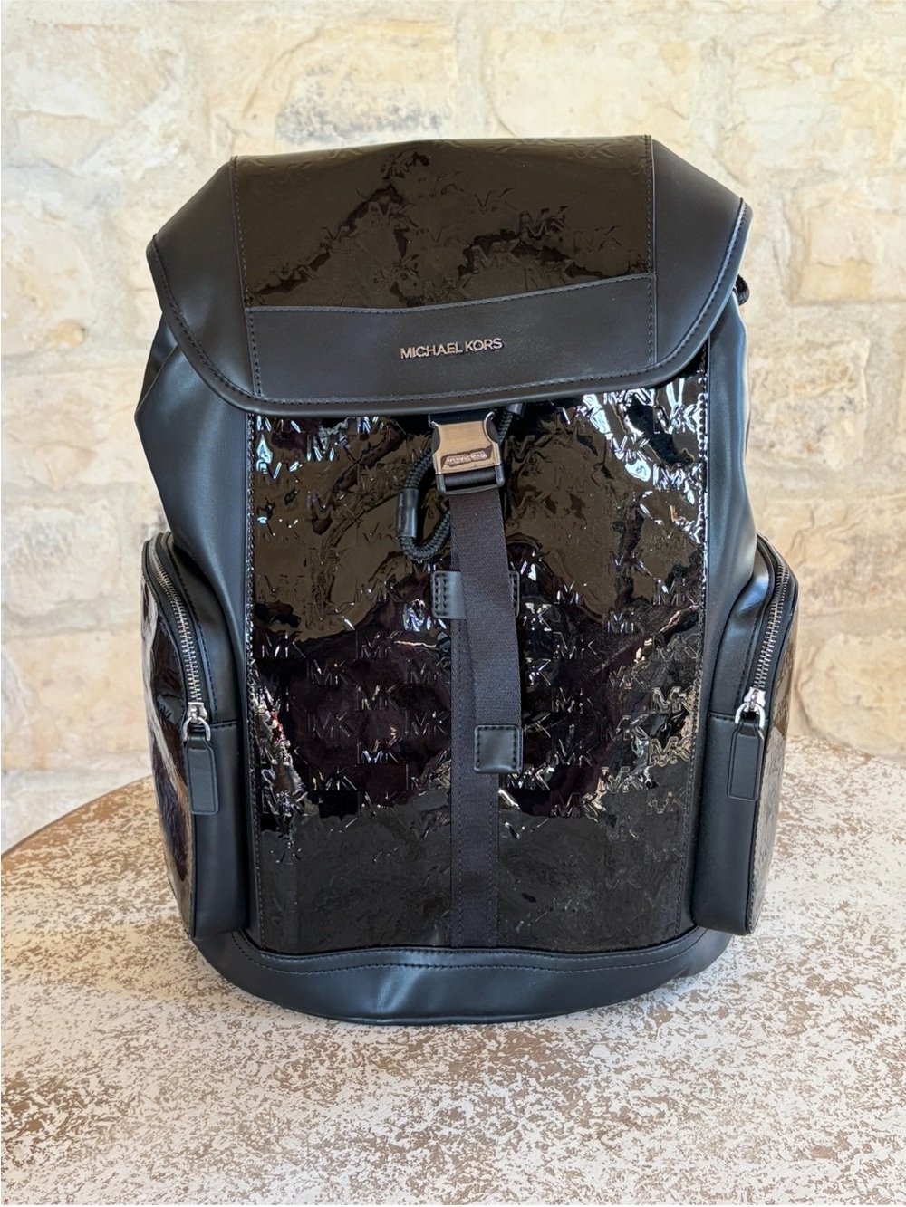 Michael Kors Black Patent Leather Men's Backpack item 282